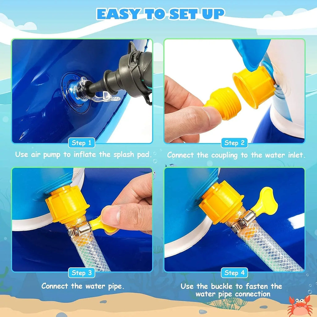 Swimming Kid Pool, Pool Dolphin With Blow Swimming Up Toddler Blue Pool, Sprinklers, exterior Inflatable toys,