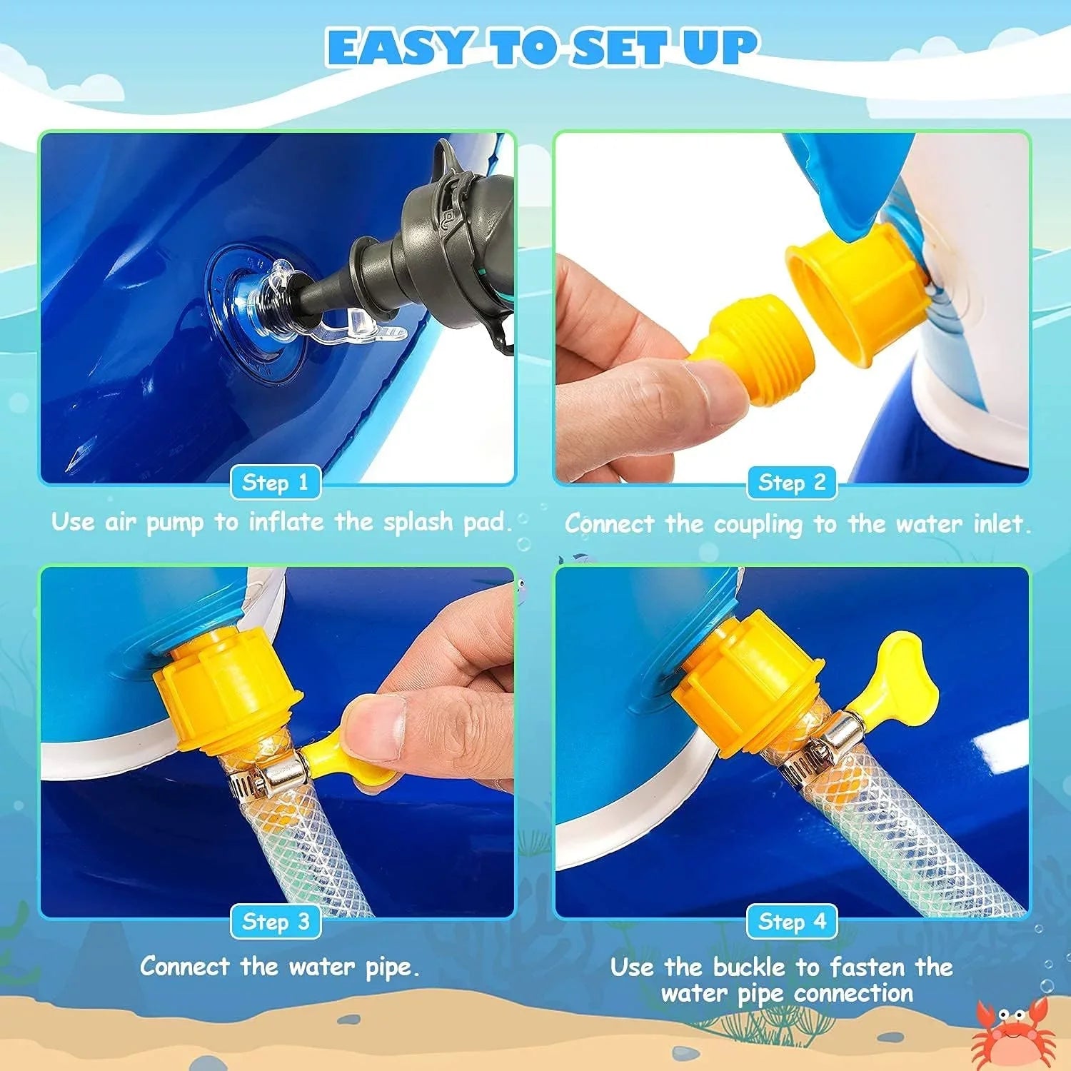 Swimming Kid Pool, Pool Dolphin With Blow Swimming Up Toddler Blue Pool, Sprinklers, exterior Inflatable toys,