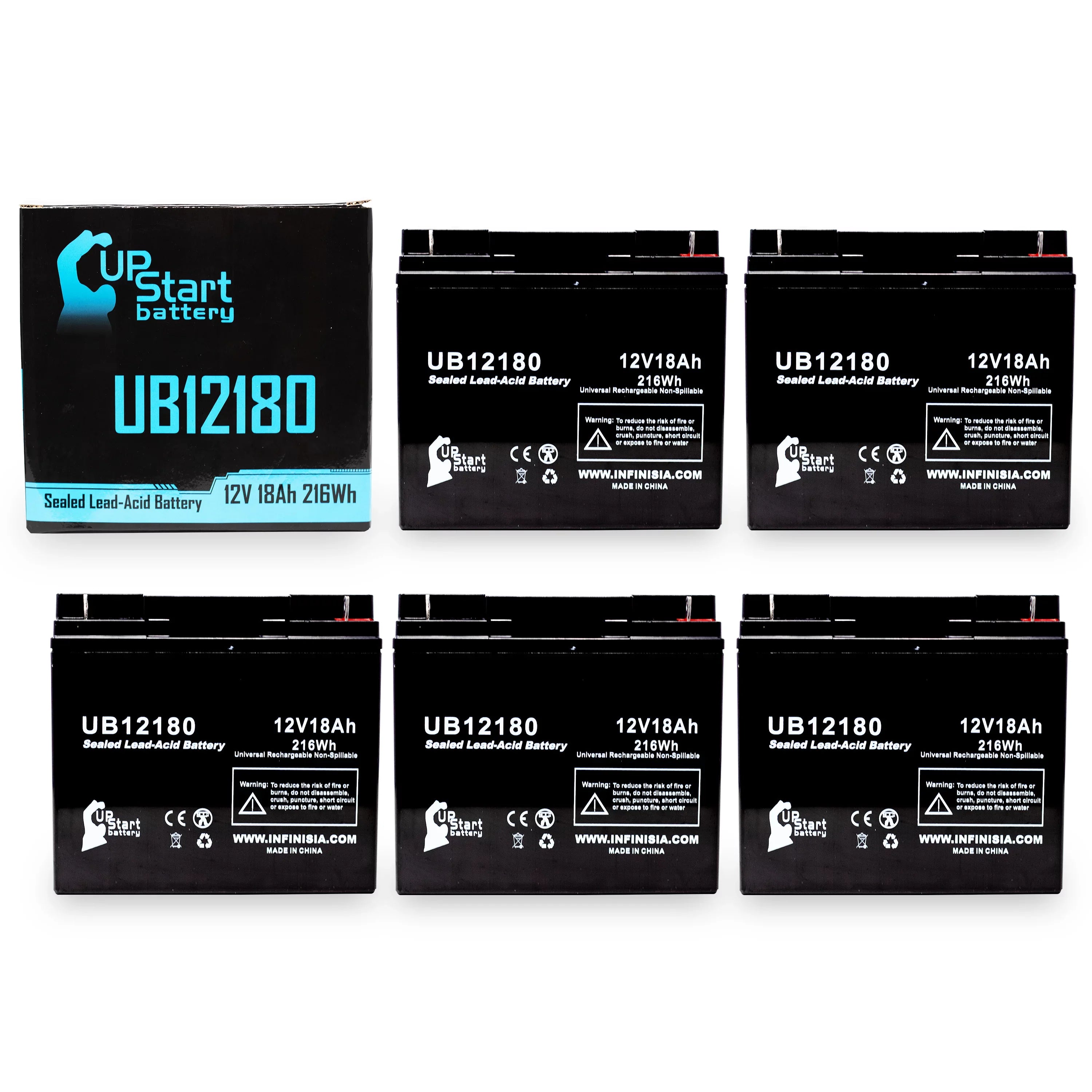Acid SLA) (12V, Terminal, Sealed UB12180 18Ah, Lead AGM, Compatible 5x Pack CF12V18 T4 PICHER EAGLE - Battery BATTERIES 18000mAh, Battery - Replacement Universal