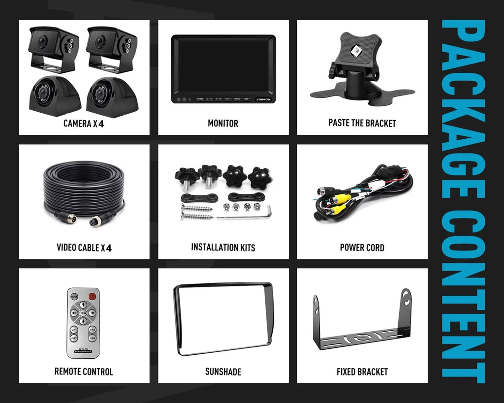 Front/Rear View (FHD3) IP69 Truck/Trailer/RV Lines Screen Waterproof Split HD Wired Ⅱ W/ 7-inch Backup Parking Dual Monitor Cameras Systems, Recording 1080P for 7" RV Fookoo Camera