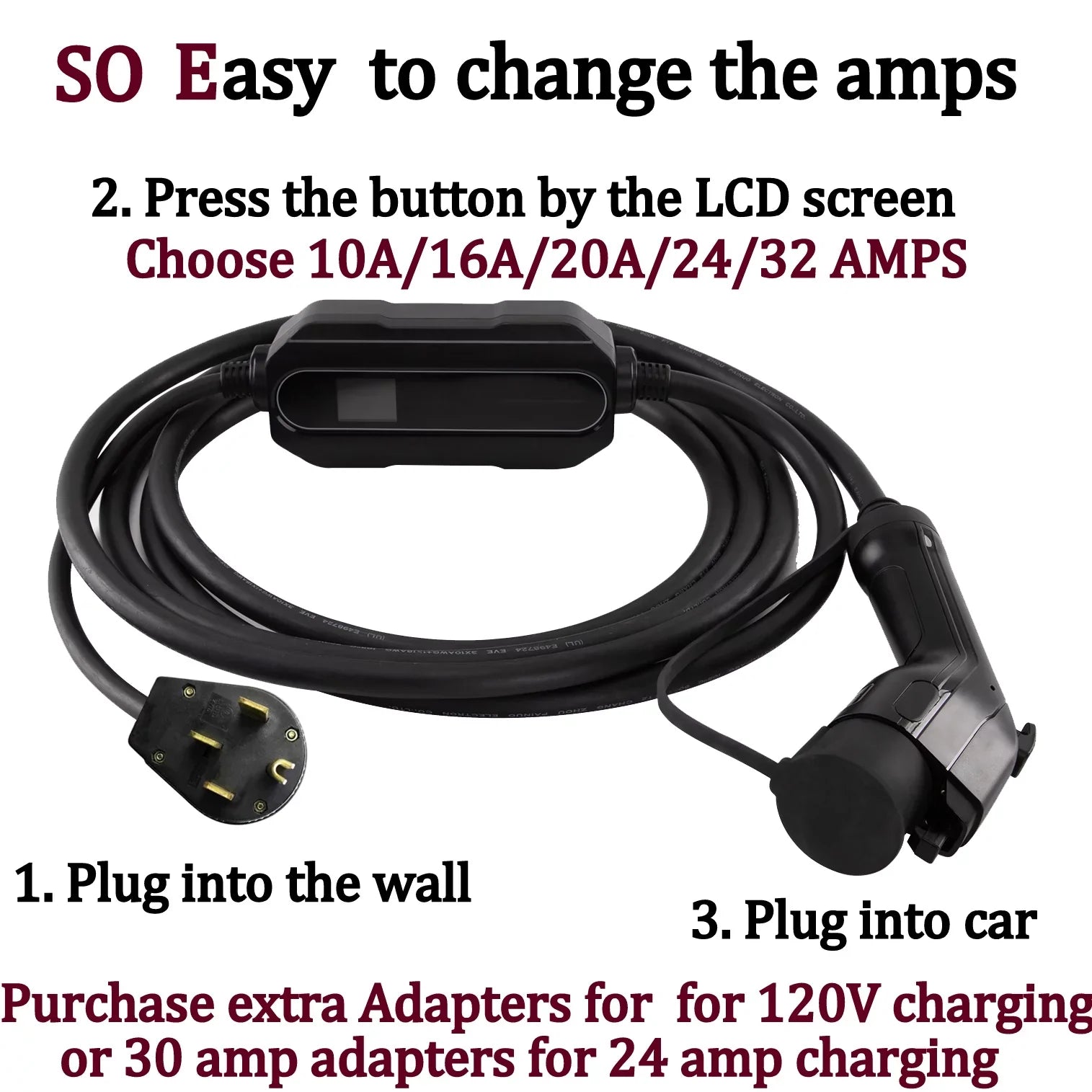 You (7.68 AMP Level Plug - KW), -with Set Charging Station EV Vehicles, Electric AMP, 24 14-50P 20 Charger The AMPS- 2- ,32 AMP, 16AMP, Couplago EVSE- AMP, AMP, 10 Power for 32