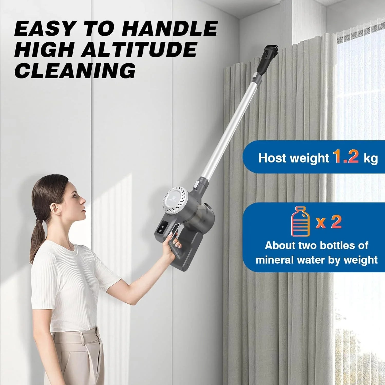 Cordless 22000Pa Vacuum Hair Suction, Floor Pet with Quiet Vacuum Cleaner Carpet Stick Cordless for 4 Household Battery Vacuum Lightweight 35Mins in1 Hardwood Max 2.0Ah Runtime, Cleaner,