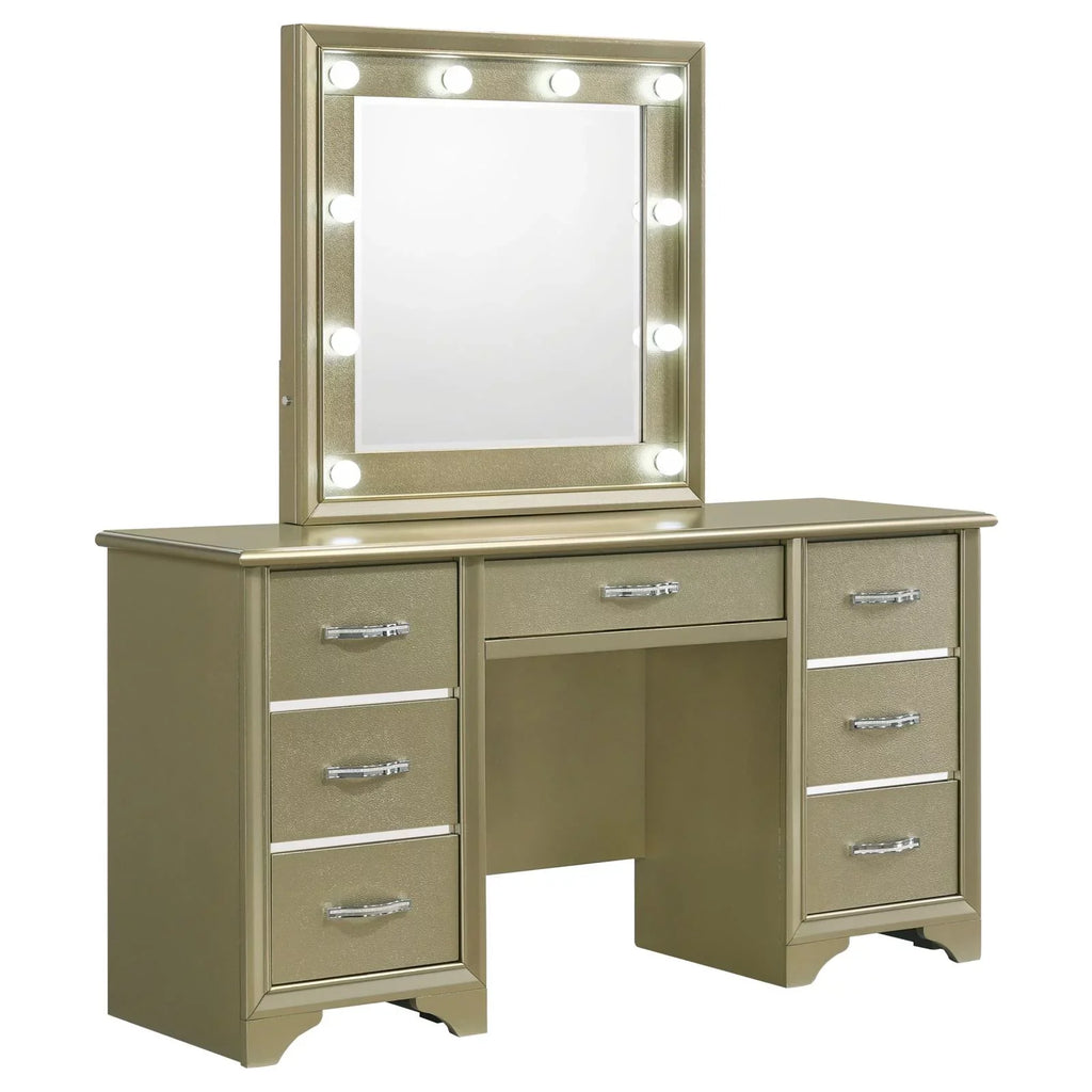 Vanity Lighting Beaumont Desk Champagne Mirror with 7-drawer