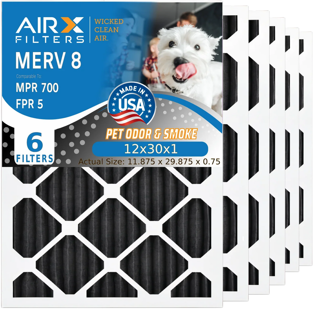 8 700 Filter 12x30x1 5 Odor Carbon & WICKED AIR. 6 12x30x1 Filter to AIRX FPR by Furnace USA Pack Comparable CLEAN Premium Air Made FILTERS Filters MPR HVAC AC MERV Eliminator