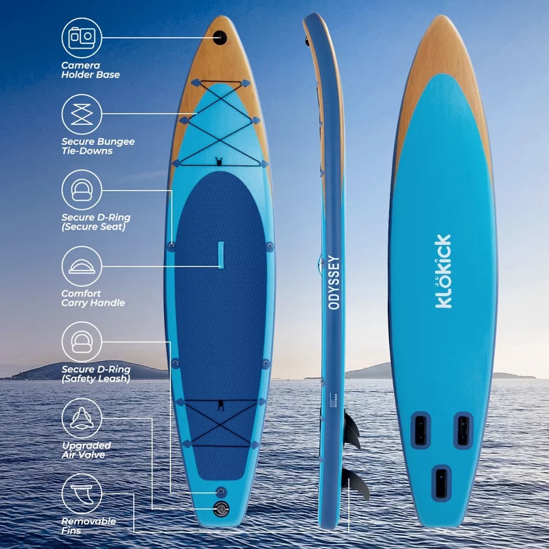 Air Fin, 32'' Leash, Paddle x (12' with Pump, ft x 12 Premium KLOKICK ELECTRONIC 6'') Inflatable SUP