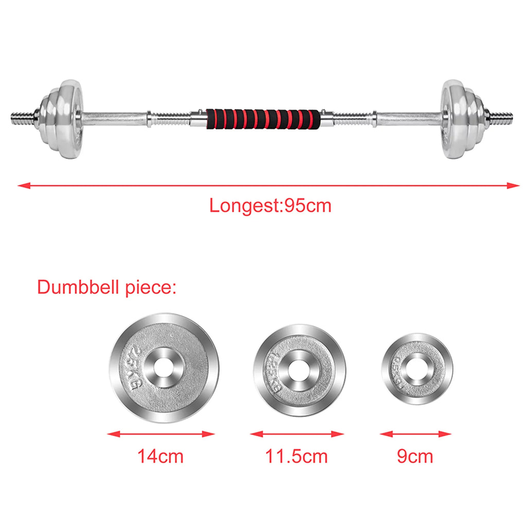 Dumbbell Household Set SAYFUT Fitness Exercise, Gym for Weight Barbells Silver Adjustable Detachable Dumbbells 66LB