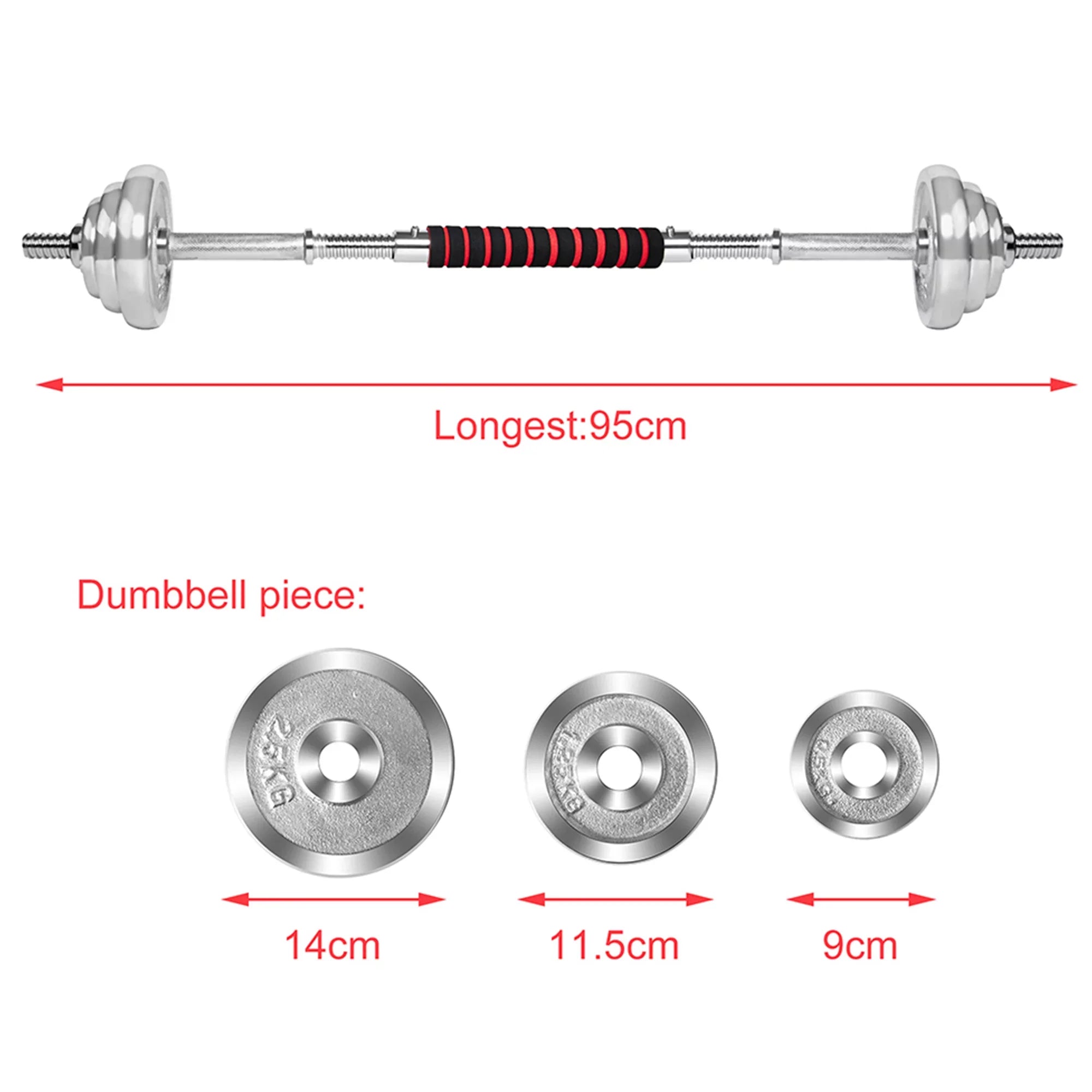 Dumbbell Household Set SAYFUT Fitness Exercise, Gym for Weight Barbells Silver Adjustable Detachable Dumbbells 66LB