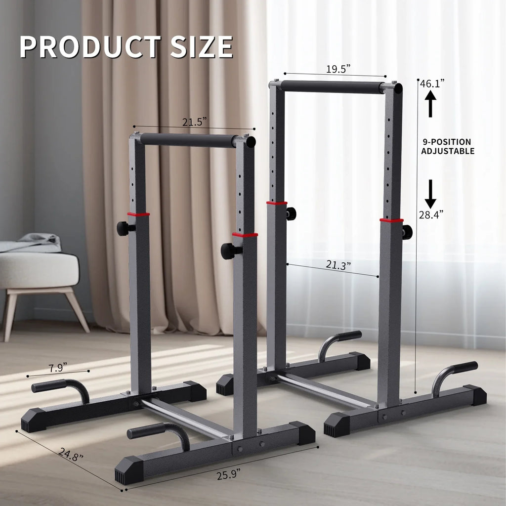 Workout Station Bar Adjustable, Dip Heave Full Fitness,Functional 1200lbs Set, Bars 9 Parallettes Dip Duty Level for Station Body