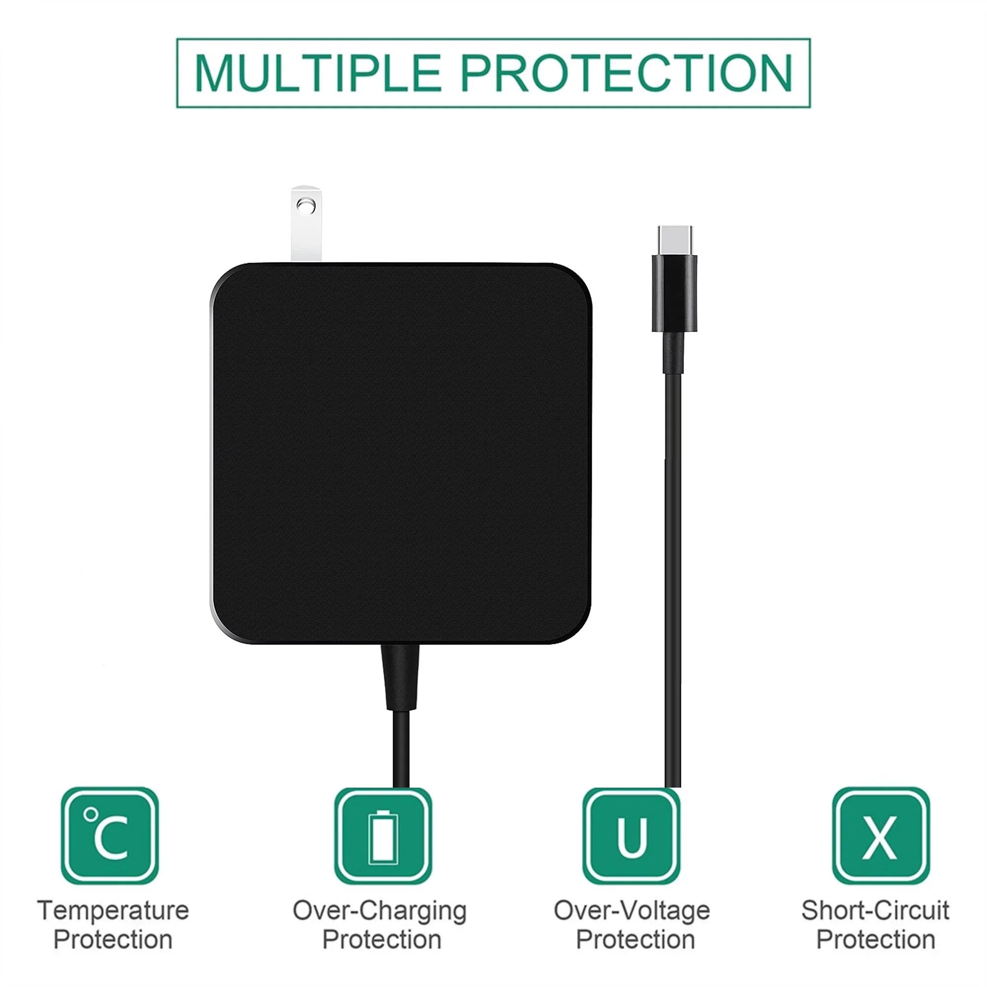 AC Cord Charger K-MAINS PSU Latitude Replacement 65W 2-in-1 Adapter Power USB-C for 7285 7390