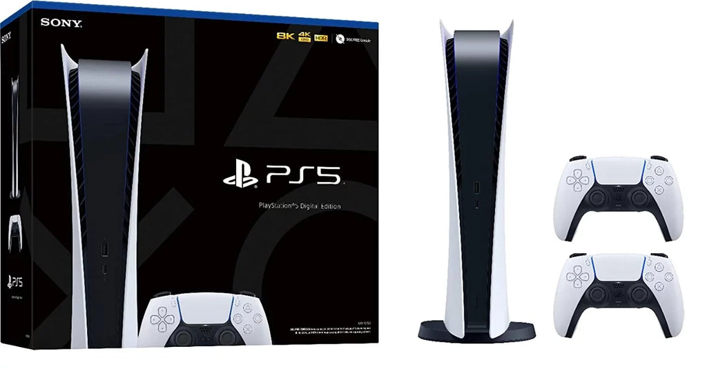 Digital 5 New Version 2023 with PlayStation Controllers Console 2 PS5 Wireless - White