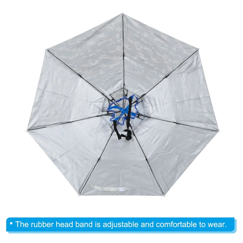 OD Uxcell Double Oxford Fabric Cap with Strip, Head Hat, Camo Layer Folding 37.4" Rain Umbrella Sun