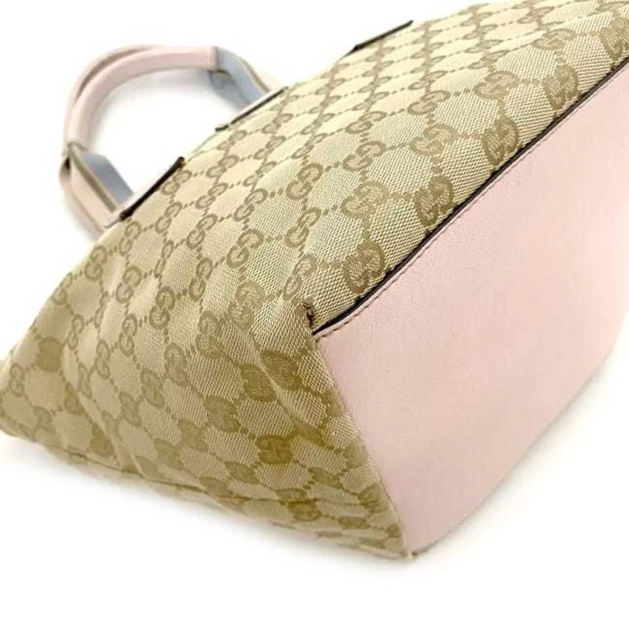 Blue Handbag (Good) Canvas GG Women's Pink Pre-Owned Beige Tote Pastel 131228 Leather Bag