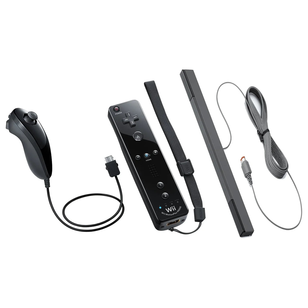'- U Sensor Bar Wii Nintendo Plus Nunchuk Remote with and Jacket, Black & Bundle Wii