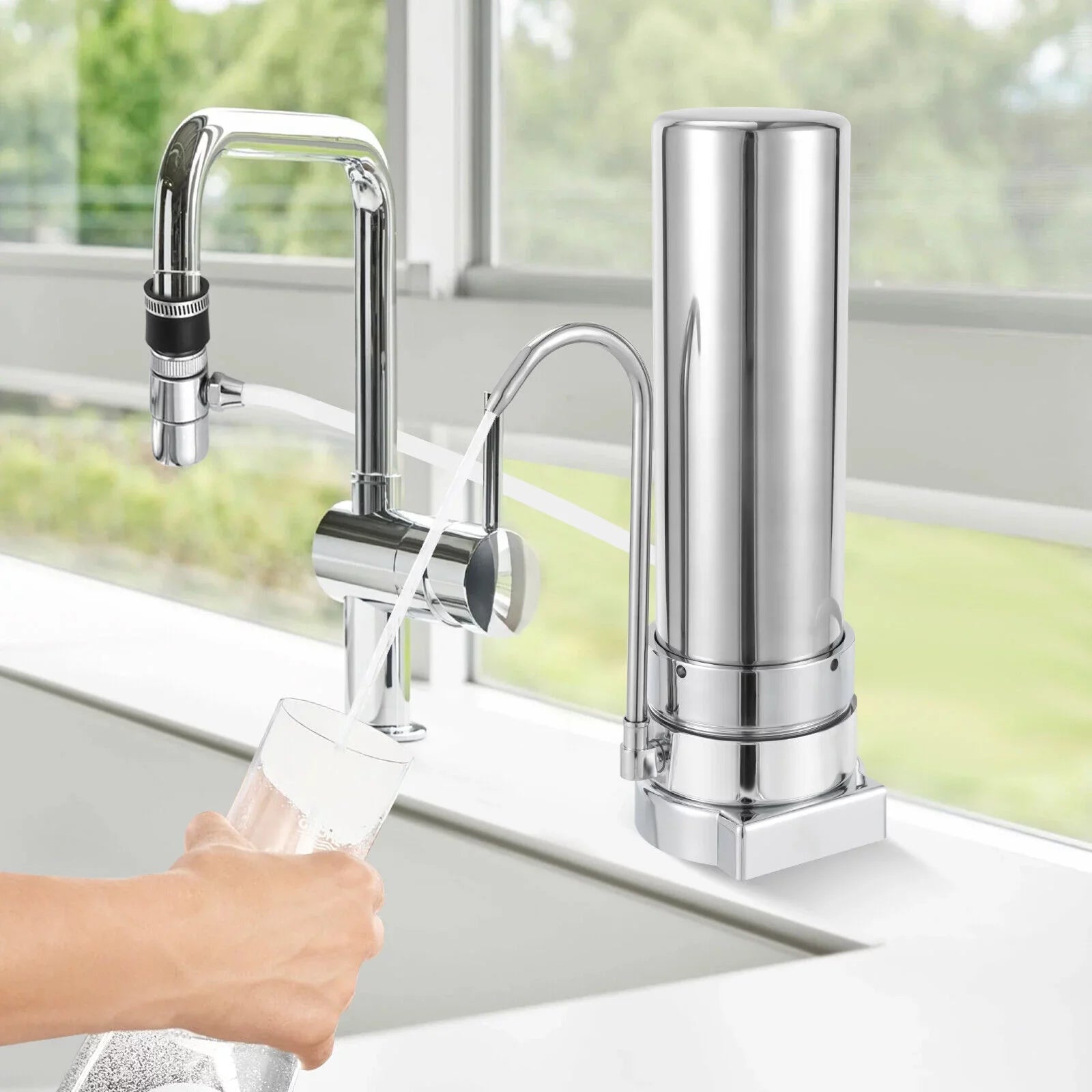 System Sink Tap Stainless Filter Filter Filtration liquid Silver Countertop Drinking