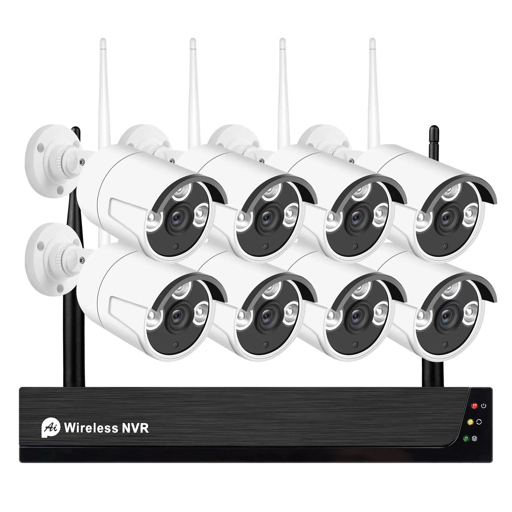 Wireless Remote System, 2.0MP NVR , Drive Cameras 8Channel Indoor + Alert, App Access, CCTV 1080P with 1080P Hard 1080P Motion Smart No 8CH 8PCS Tomshoo exterior IP