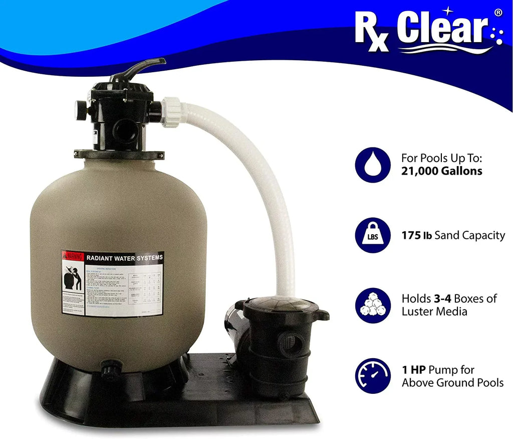 Clear Sand Extreme Radiant with Rx HP 19" Above-Ground Force Filter 1 Pump Pool