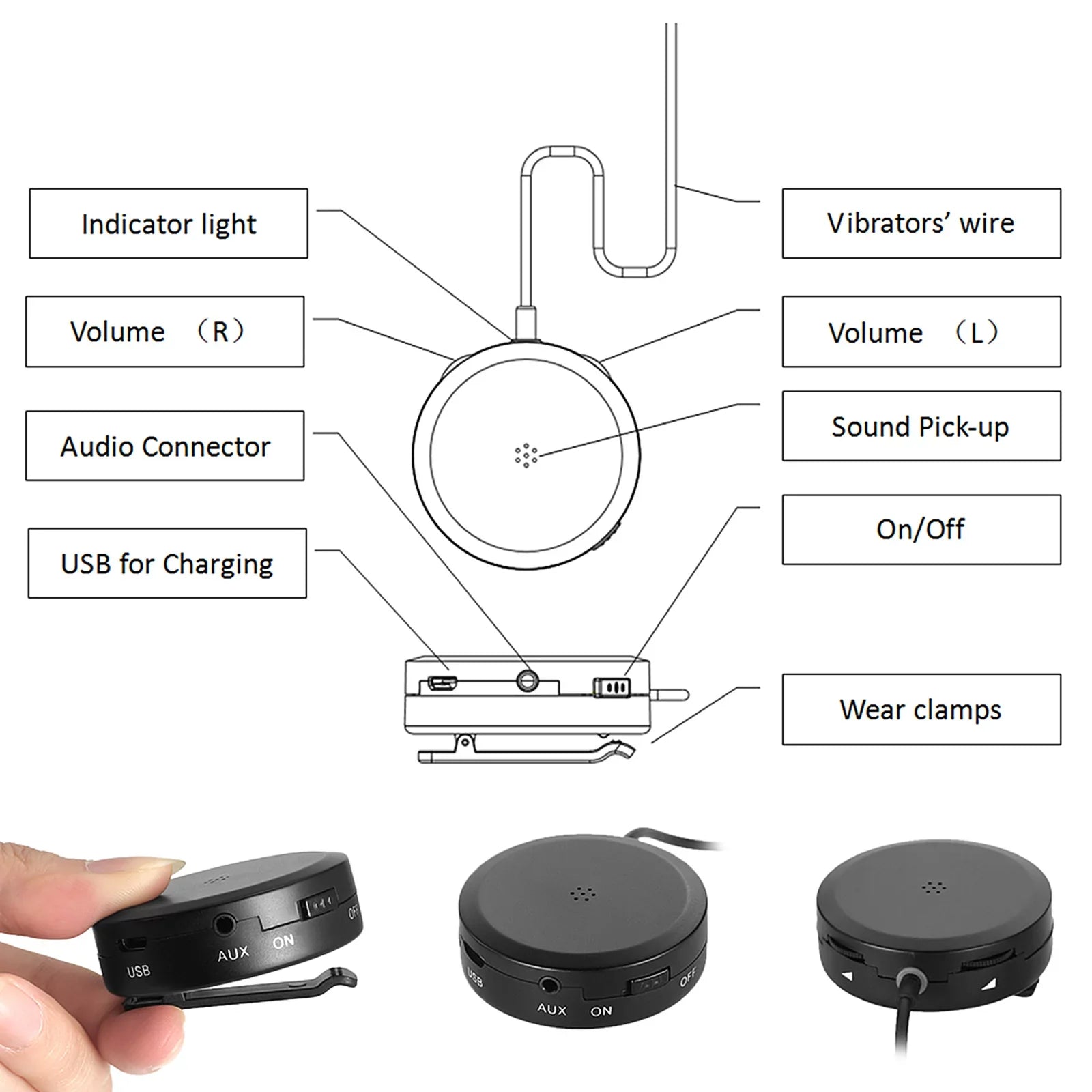Headphones Black Bone IN Conduction Headsets Wired Pick-up Sound AUX