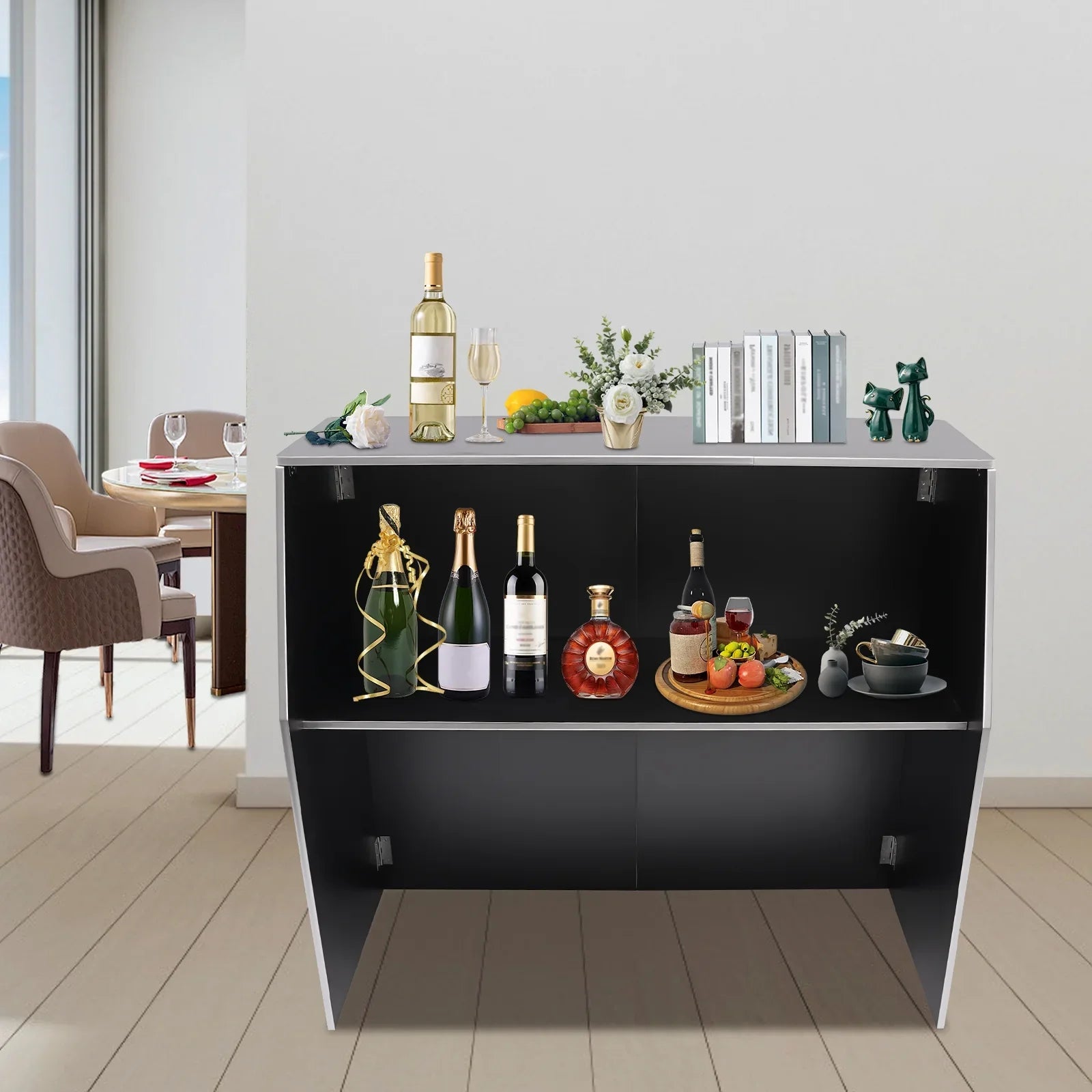 Foldable Event 19.5x47.75x42.75in bar Portable Cabinet Aluminum with Black TOOL1SHOoo Edging