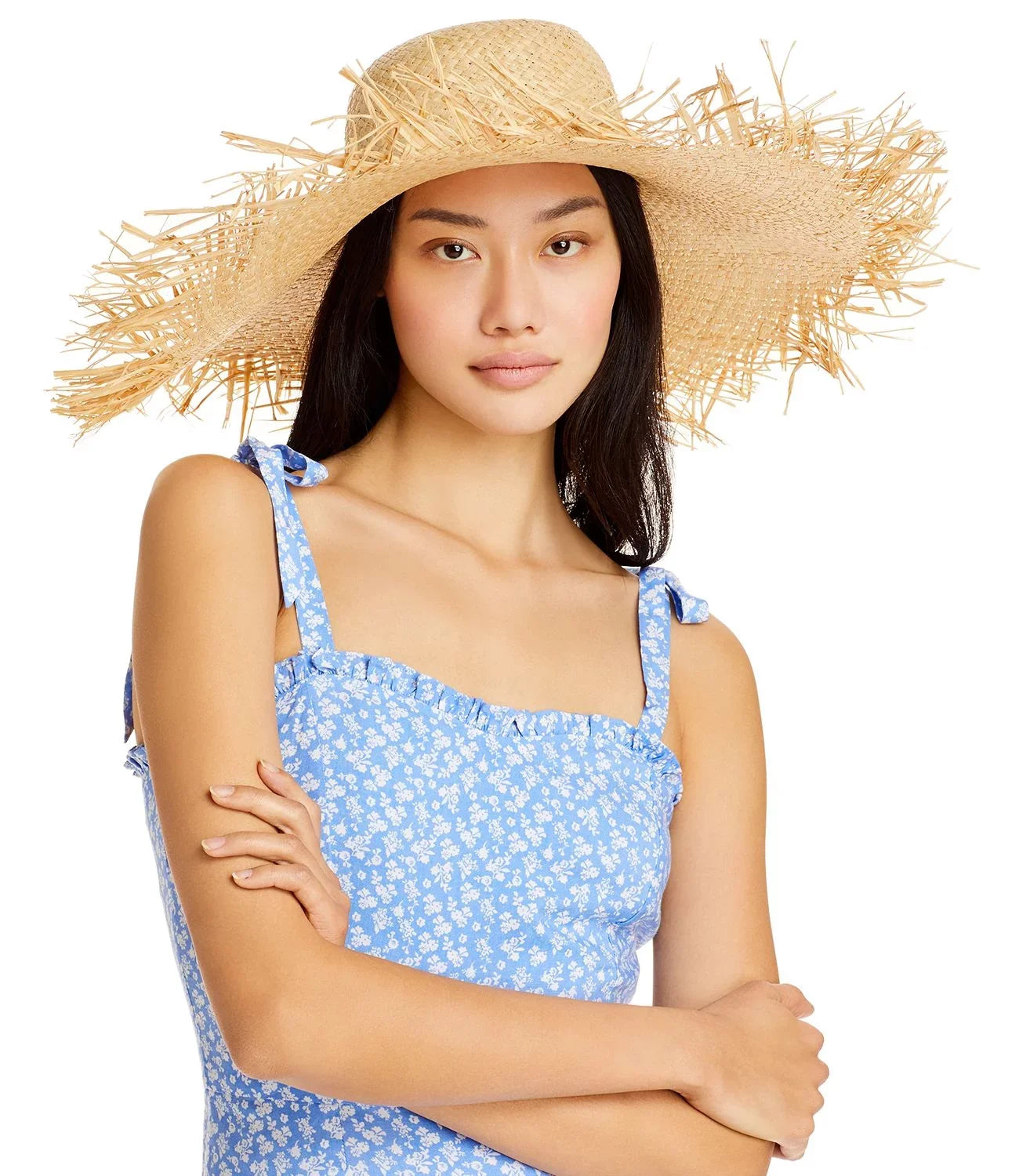 Aqua Edged Hat Raw Straw