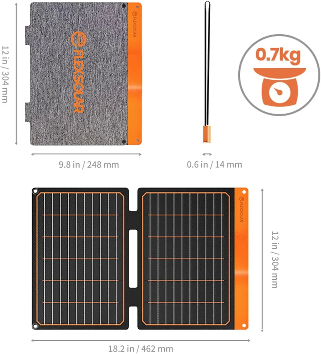 Lightweight Backpacking 20W Portable Phones 5V Waterproof USB ETFE PD2.0 Panel Foldable Bank Small IP67 Tablets Emergency USB-C Charger FlexSolar Power Camping Panel Power USB-A Solar Hiking for