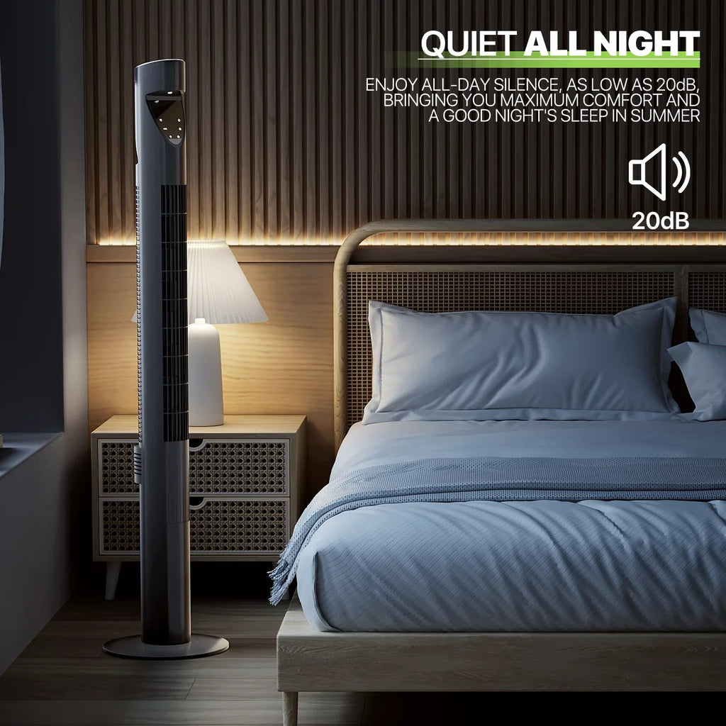 LED w/Remote USA Tower Low & Bladeless Noise Fan Fan 47"Oscillating 3-Speeds