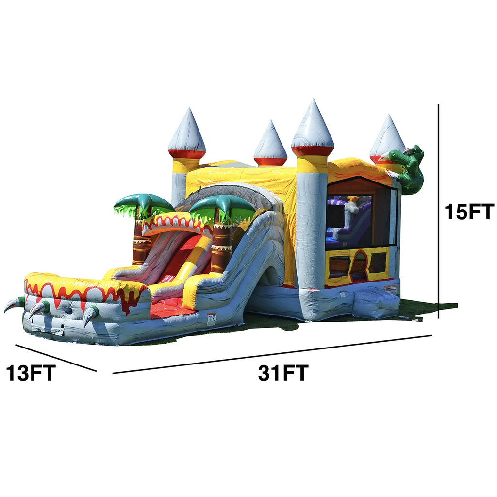 and House Slide for Kids Commercial and JumpOrange Grade Pool Adults Blower), (with Bounce liquid T-Rex