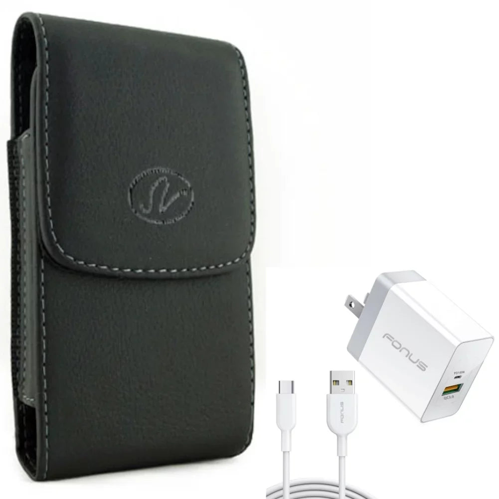 '- Home Z4 Charger Type-C Holster Play Motorola Harmony One Stylo Clip Long Fast 6ft Z2 - Cable LG 4 Zoom, Belt Case PD w Jitterbug 36W Z3 Lively for Smart3 Plus, 4 Leather Moto Play