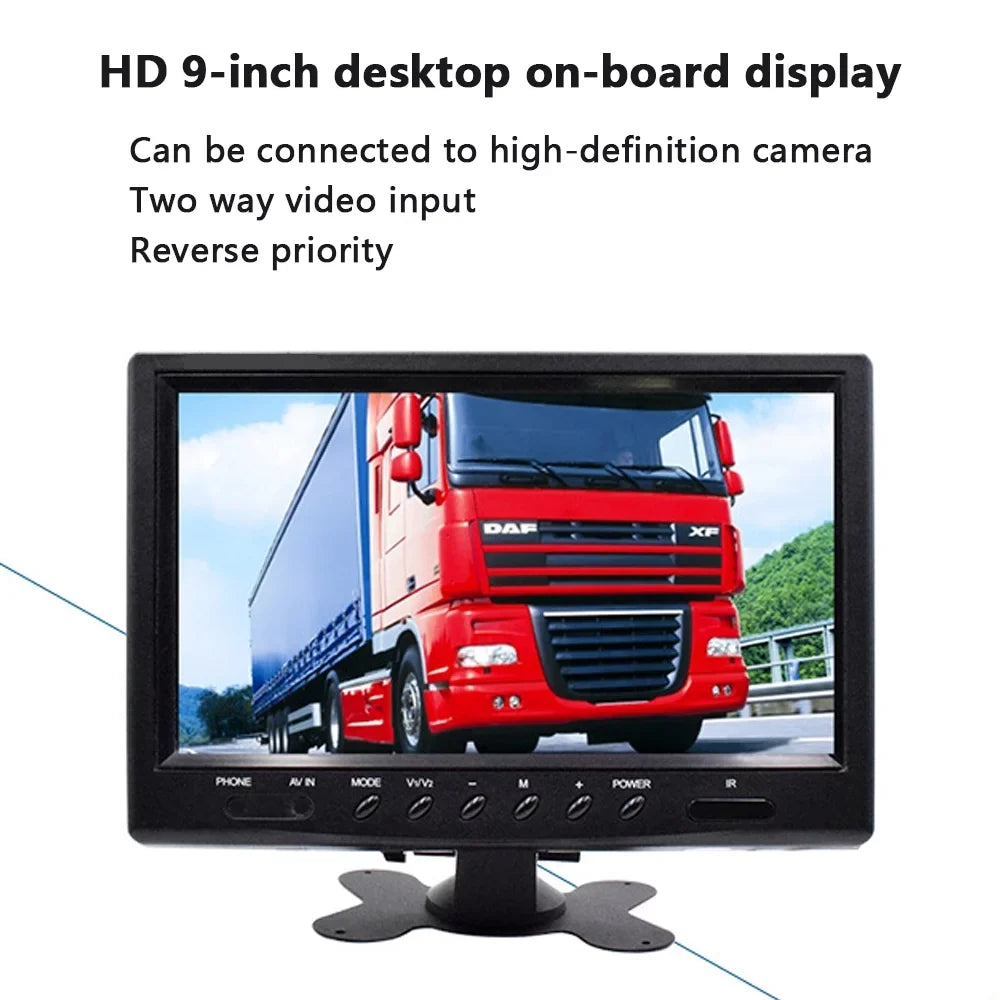 Reverse,Front-View, 9 Camera Monitor, Color Reverse and Backup Connection. for Rear Rear Camera View View Video Car HD Install Inch Display Side-View Input TFT Easy Two-Way to LCD