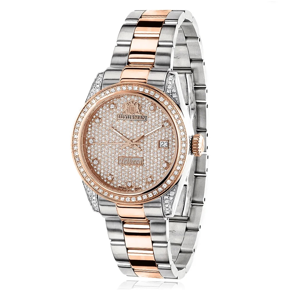 Two 1.5ct Rose Watch Tone Gold Tribeca Women's Diamond Plated
