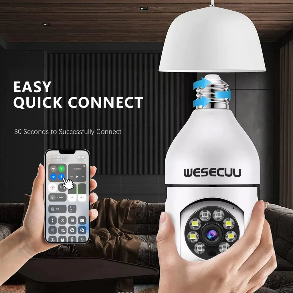 Security Color Full Day Security Camera Bulb Bulb Cameras Camera-3MP Security exterior Indoor 2.4GHz,360°