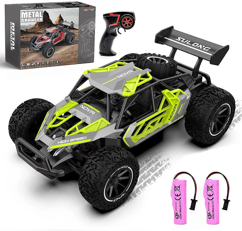 Gift with Vehicle Years Boys Radio RC RC Toys Remote Car-2WD 22km/h Racing Off-Road (Green) Batteries Cars 8-12 Control 2 Kids for 2.4GHz Cars FENG Rechargeable Fast QUN CAR Adult