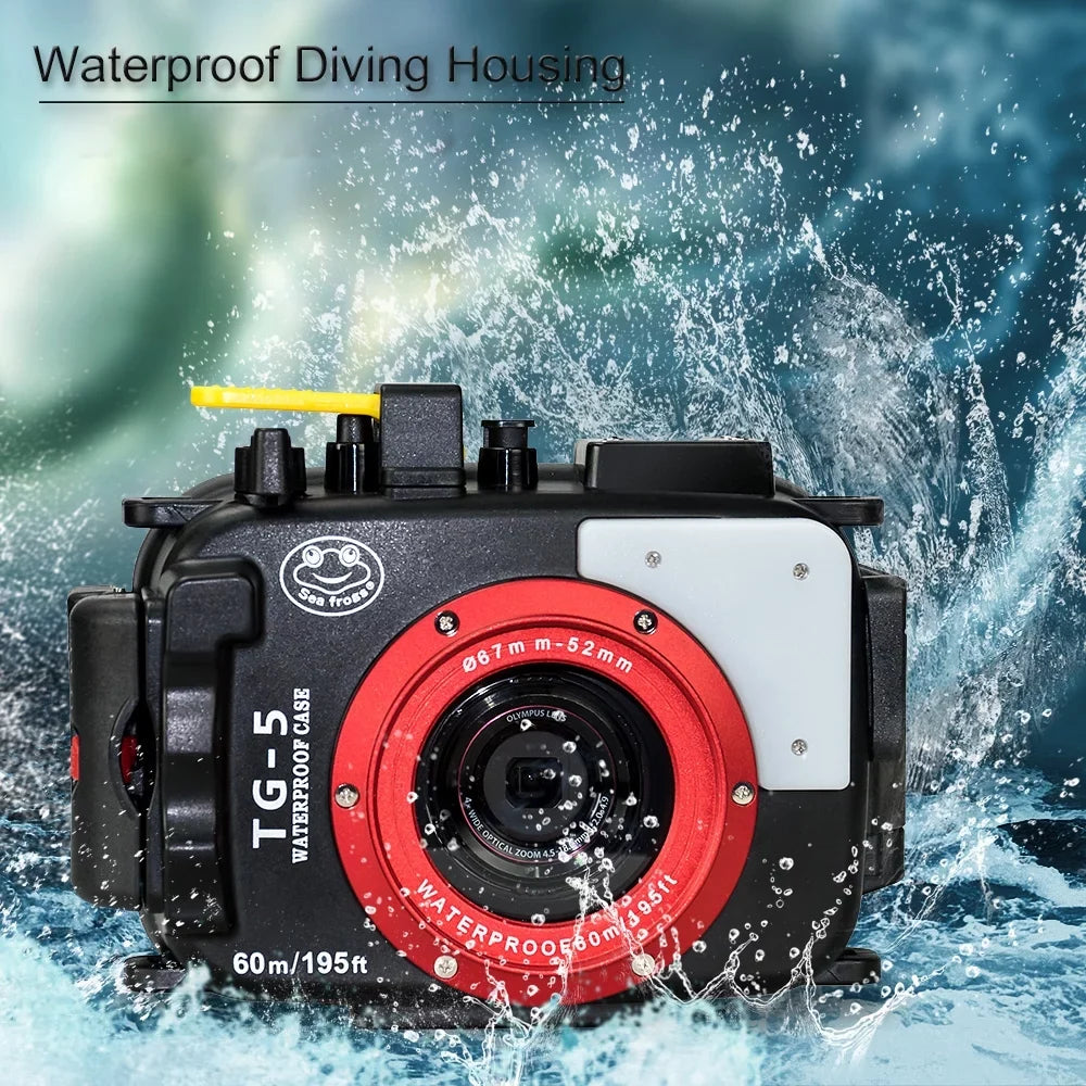 Protective Housing, TG-5, Diving 60m/195ft Underwater Sea Waterproof Camera Case Shell Olympus frogs for