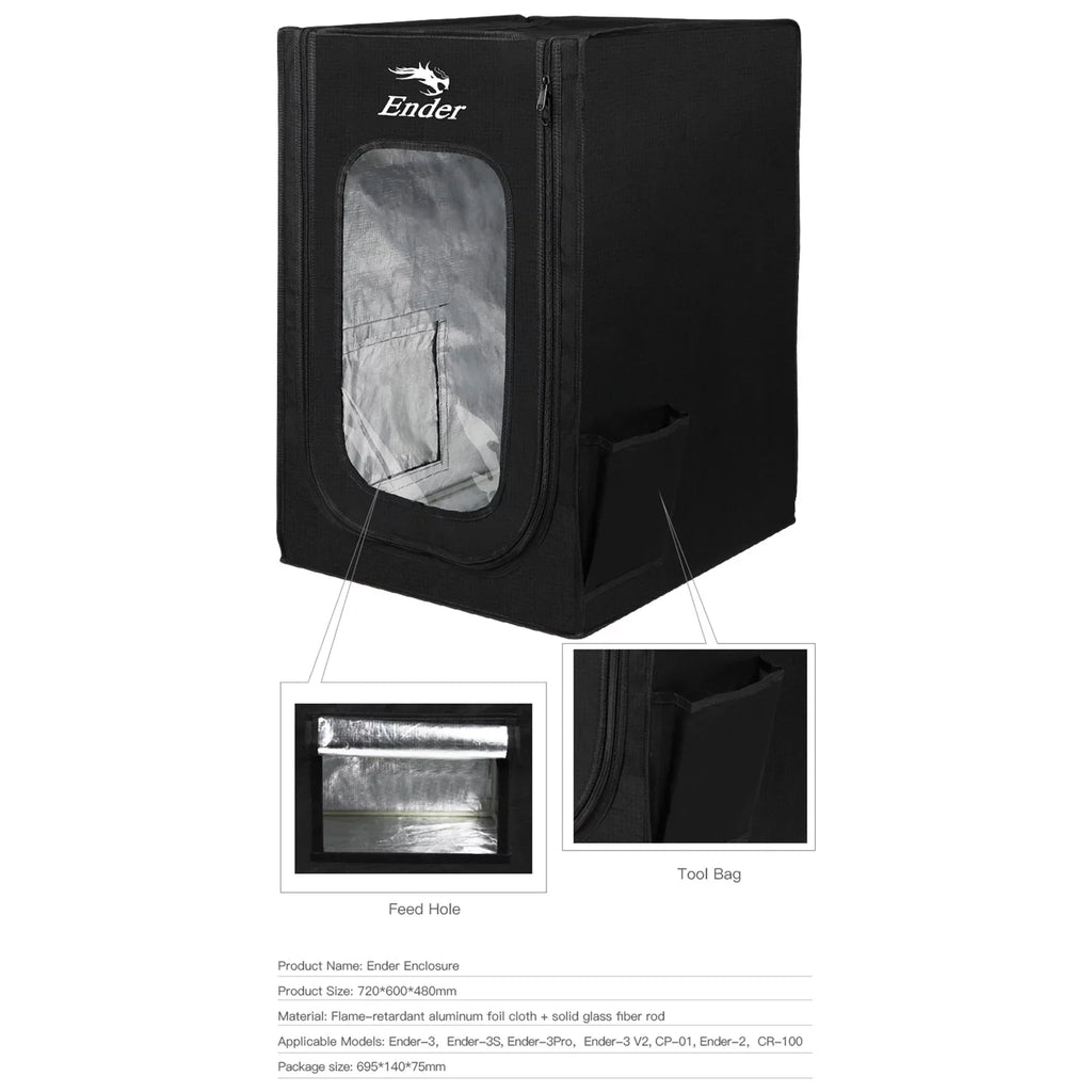 CP-01/ Ender-2/CR-100 for dimension Fireproof Printer Temperature Covers Heating 3D Printer Constant Waterproof for Detachable Ender-3/Ender-3S Tent Heating Ender-3pro/Ender-3 Enclosure Box V2/
