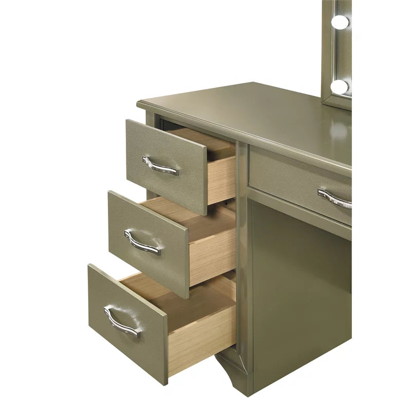 Vanity Lighting Beaumont Desk Champagne Mirror with 7-drawer