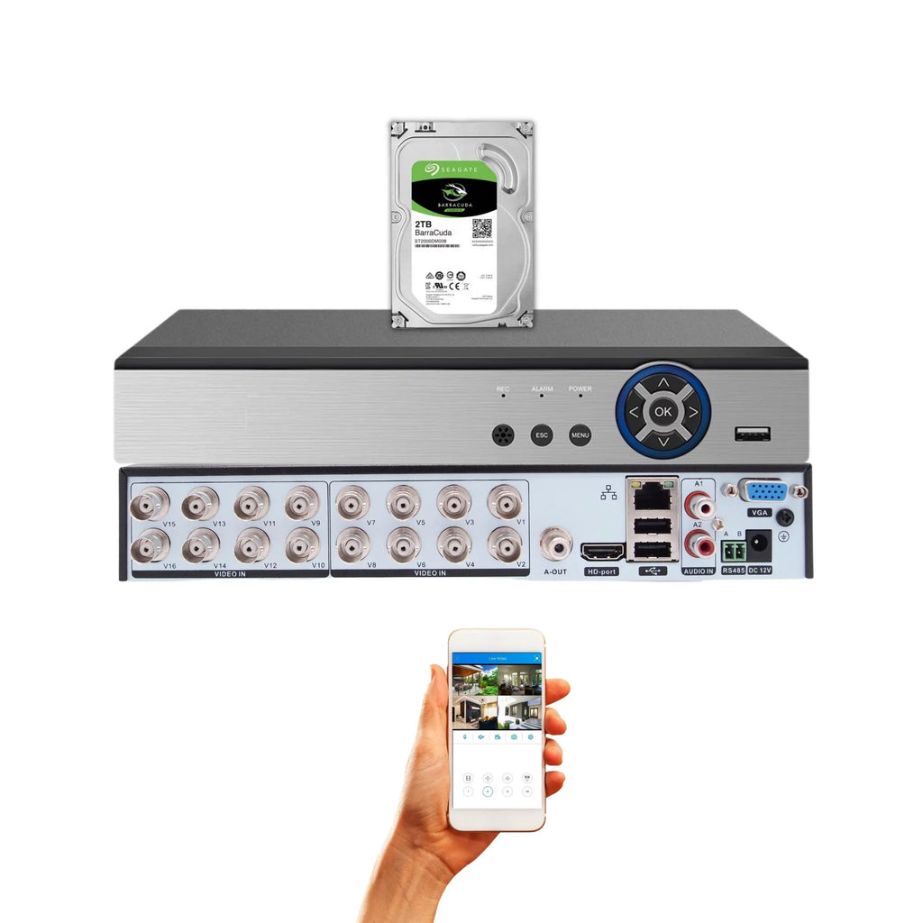 Recorder AHD DVR Storage with Channel H.265 Office 2TB HD TVI Digital Evertech Home CCTV Standalone Analog CVI 16 Video Security