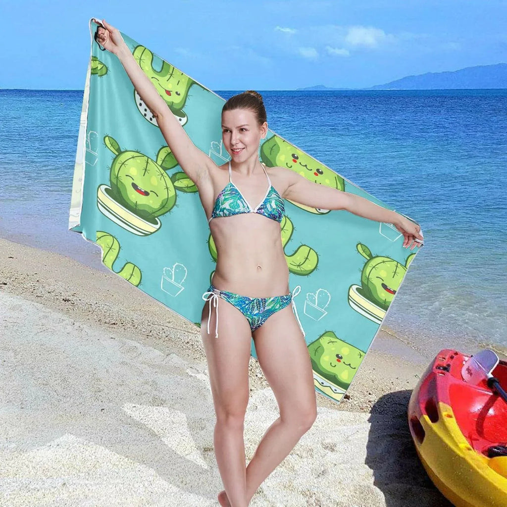 Cute Absorbent Towels Lightweight Towel - Super Beach Dry Cactus Swimming Bestwell Towel Compact Holiday（203） for Quick - Oversized Kawaii Camping Travel