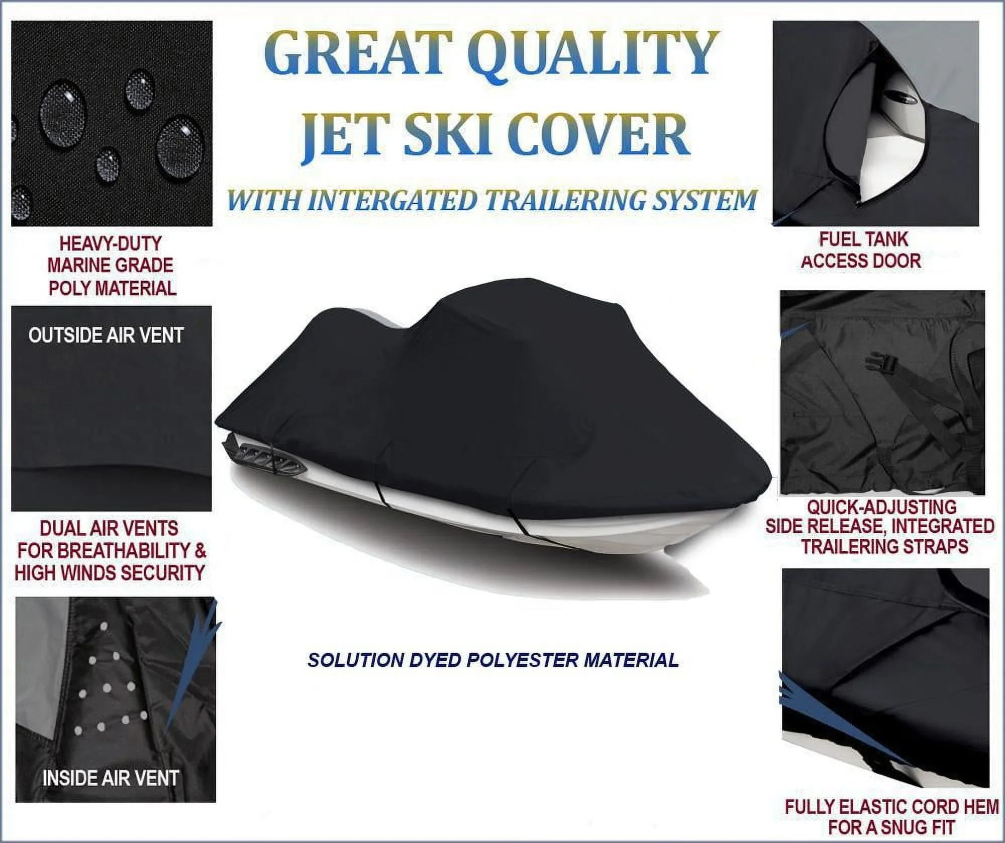 PWC Runner BLACK JET for Wave 2007 Cover FX 600D Compatible SKI Base 2008 Yamaha 2010 2006 2009