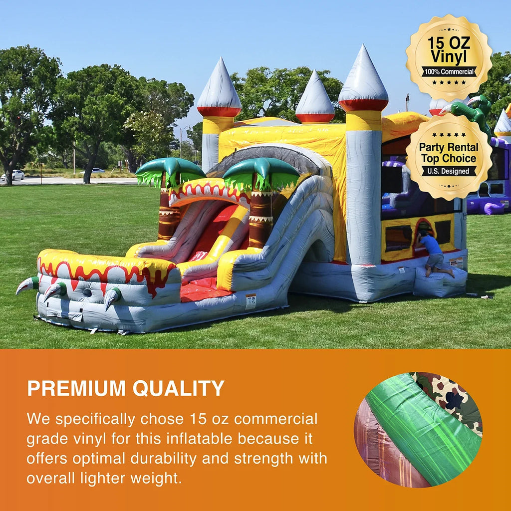 and House Slide for Kids Commercial and JumpOrange Grade Pool Adults Blower), (with Bounce liquid T-Rex