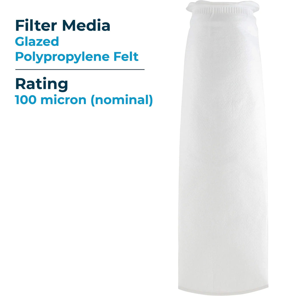 (Case 40) 100 Polypropylene of 155394-03 SpiroPure Micron Filter SP-BP-420-100 Felt (20”) BP-420-100 Glazed #4 Liquid Bag