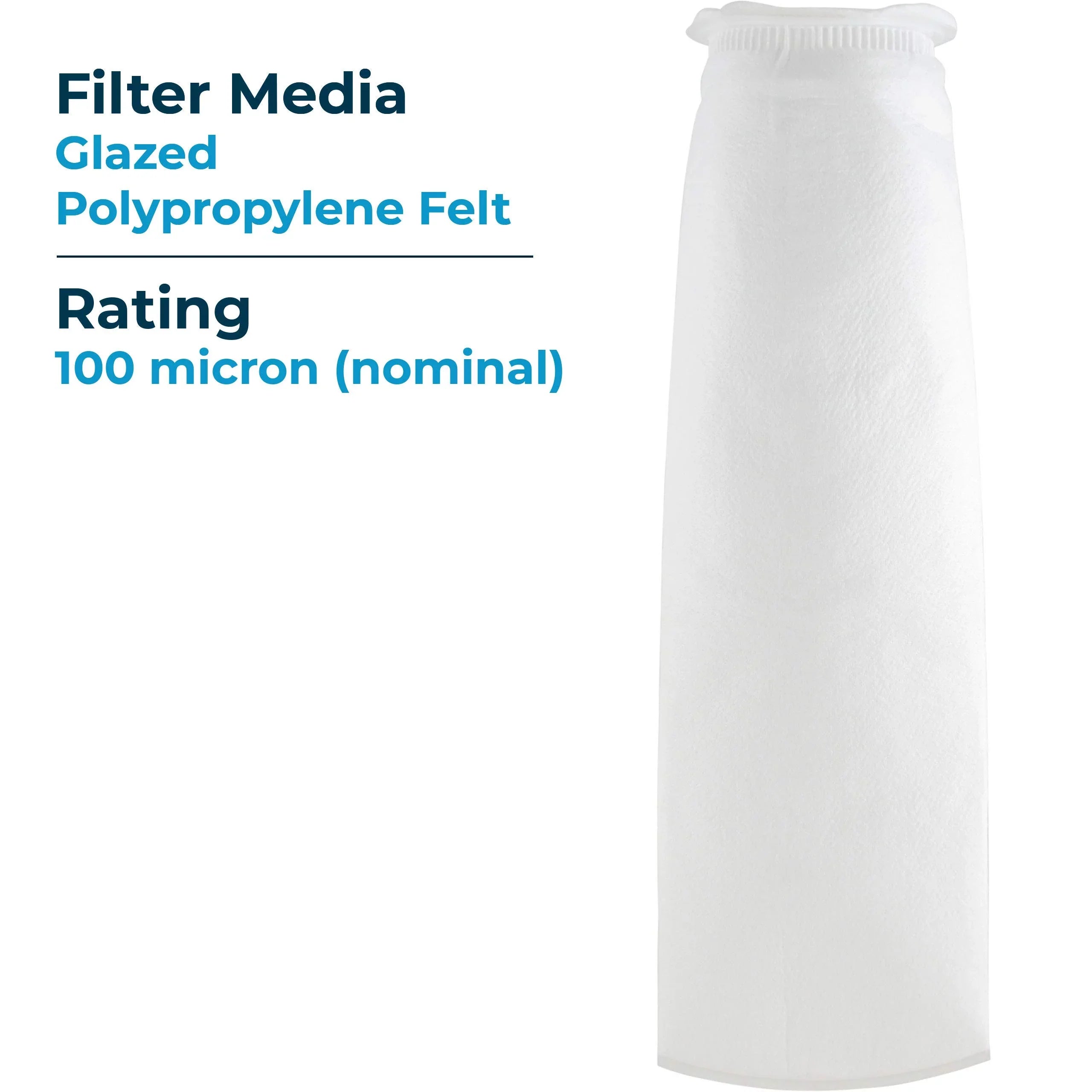 (Case 40) 100 Polypropylene of 155394-03 SpiroPure Micron Filter SP-BP-420-100 Felt (20”) BP-420-100 Glazed #4 Liquid Bag