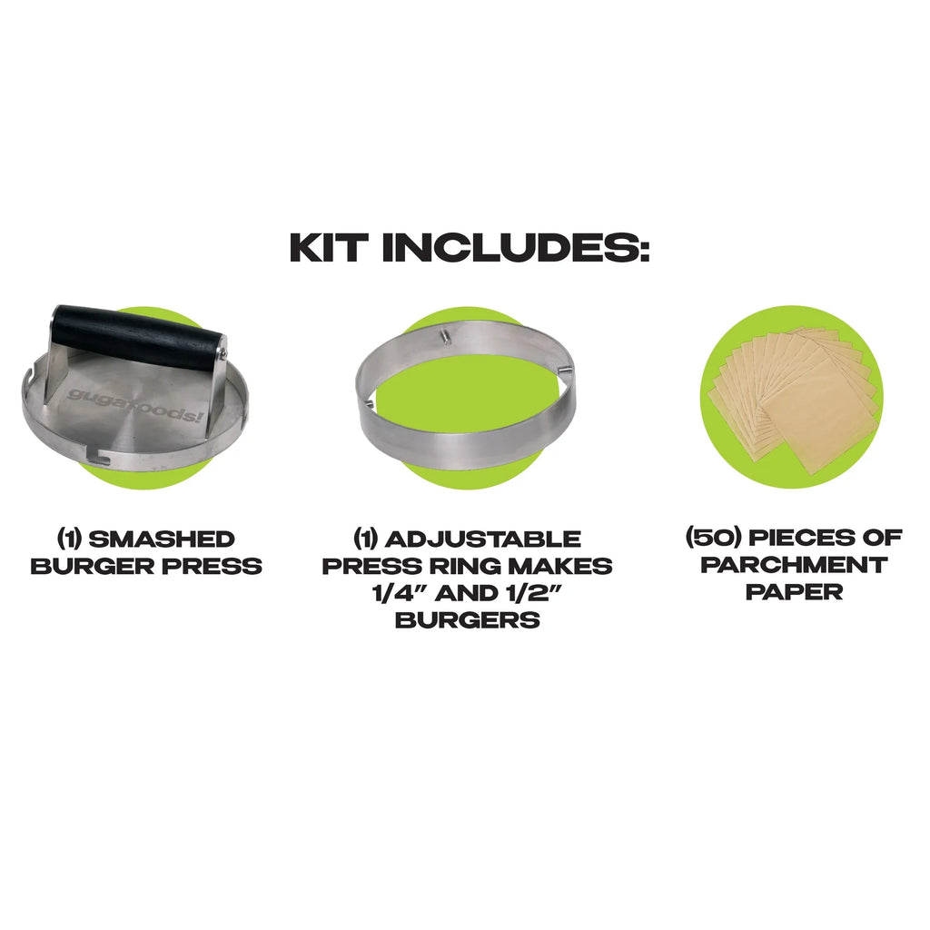 Stainless Smashed Patty Foods Adjustable Hamburger Kit, Press Maker, Burger Steel Guga