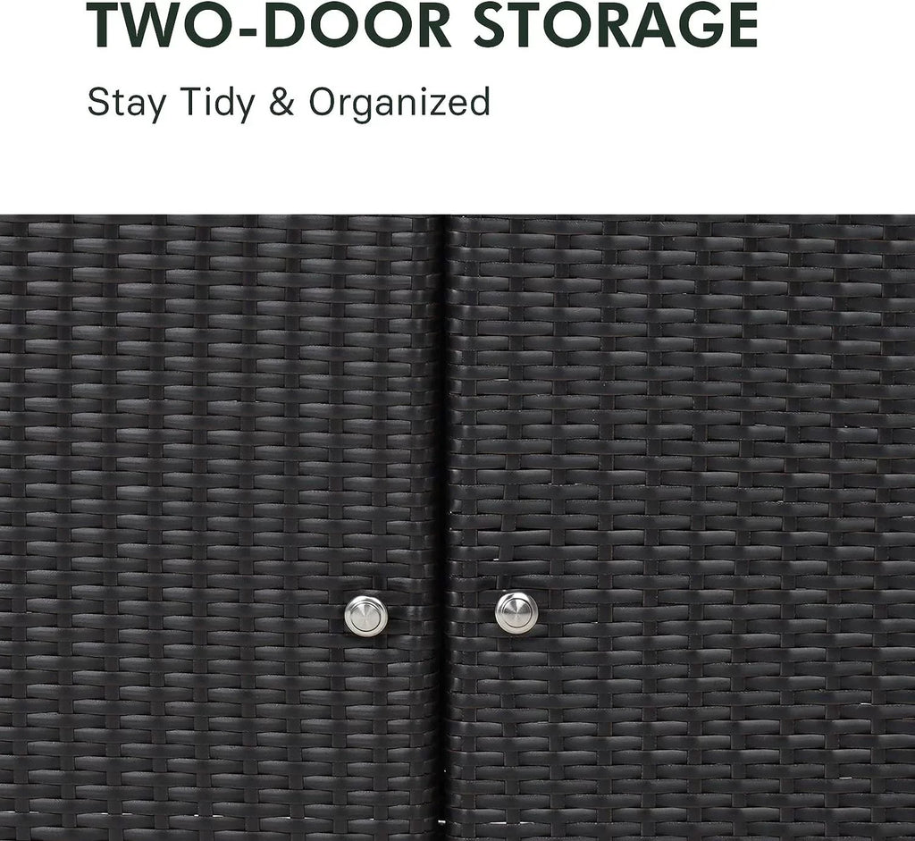 Cabinet exterior 2-Door AUCHI Wicker, Coated Powder Resin All Dark climate Steel, with Storage Indoor Wicker Shelf, Brown