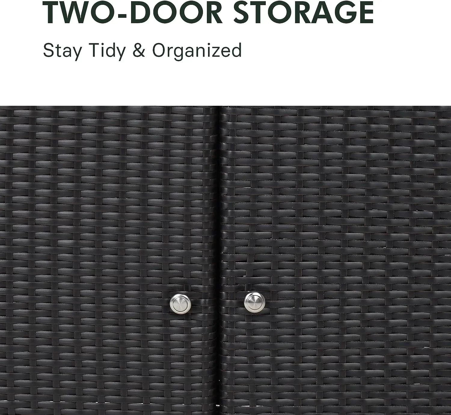Cabinet exterior 2-Door AUCHI Wicker, Coated Powder Resin All Dark climate Steel, with Storage Indoor Wicker Shelf, Brown
