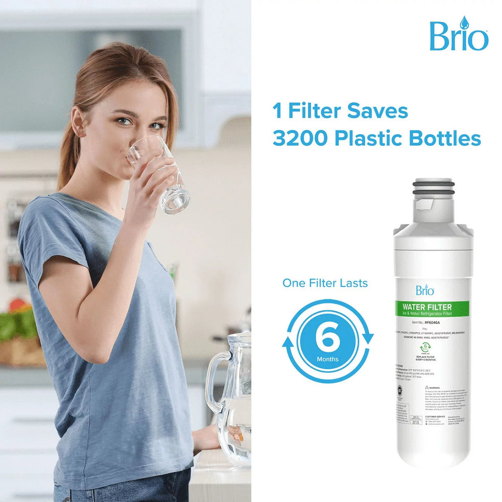 Filter Replacement Brio LT1000PCS, 6046A LT1000PC, LT-1000PC, LGLT1000P, With ADQ74793501 liquid Compatible Refrigerator