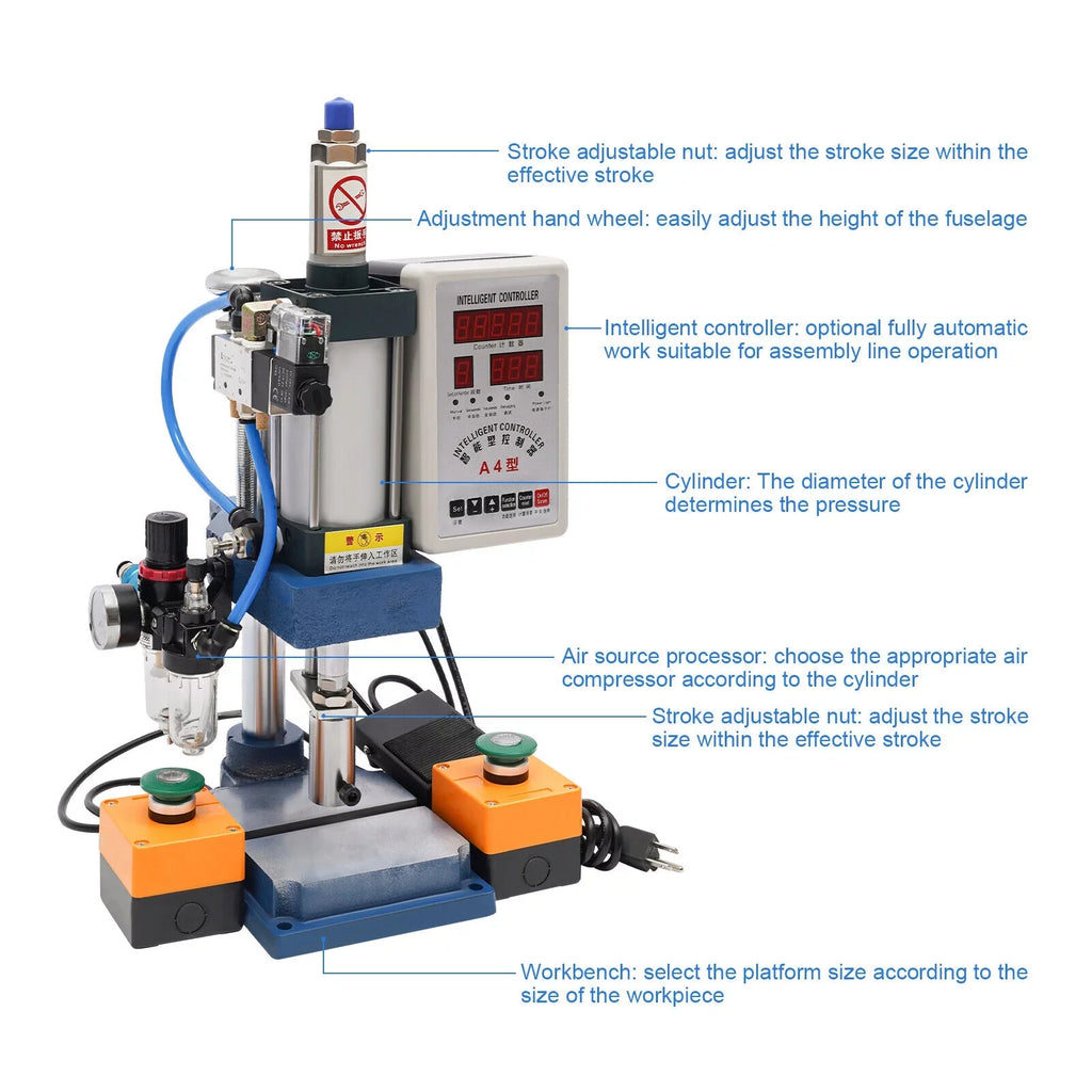 Adjustable with Punch Pneumatic Machine Press Equipment Controller, 440lb Digital New 4V210-8