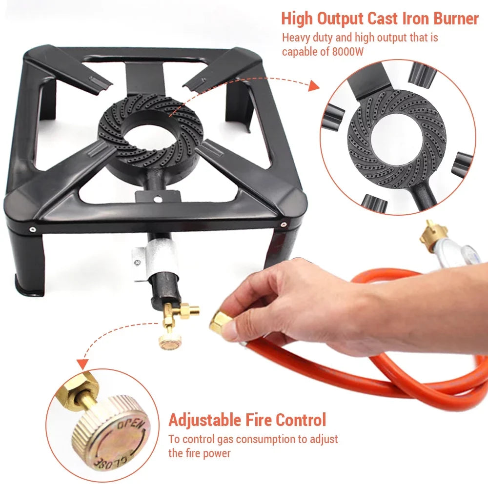Propane , for Iron Gas Furnace Single Camping exterior Cooker Cast BBQ Walmeck Stove,